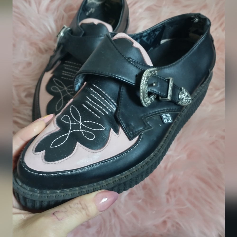 T.U.K Y2K Platform Western Stylish Black and Pink Women's Shoes 6 - Picture 13 of 13